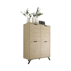 Buffet 4 portes en bois PALMA décor chene clair