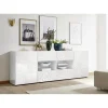 Buffet 2 portes et 4 tiroirs MIRO laqué blanc brillant
