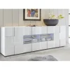 Buffet 2 portes et 4 tiroirs DAMA laqué blanc brillant