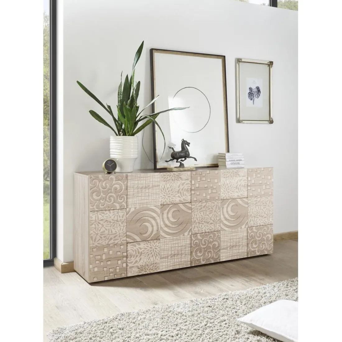 Buffet 3 portes MIRO décor chêne