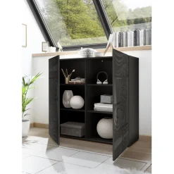 Buffet 2 portes MIRO laqué gris brillant