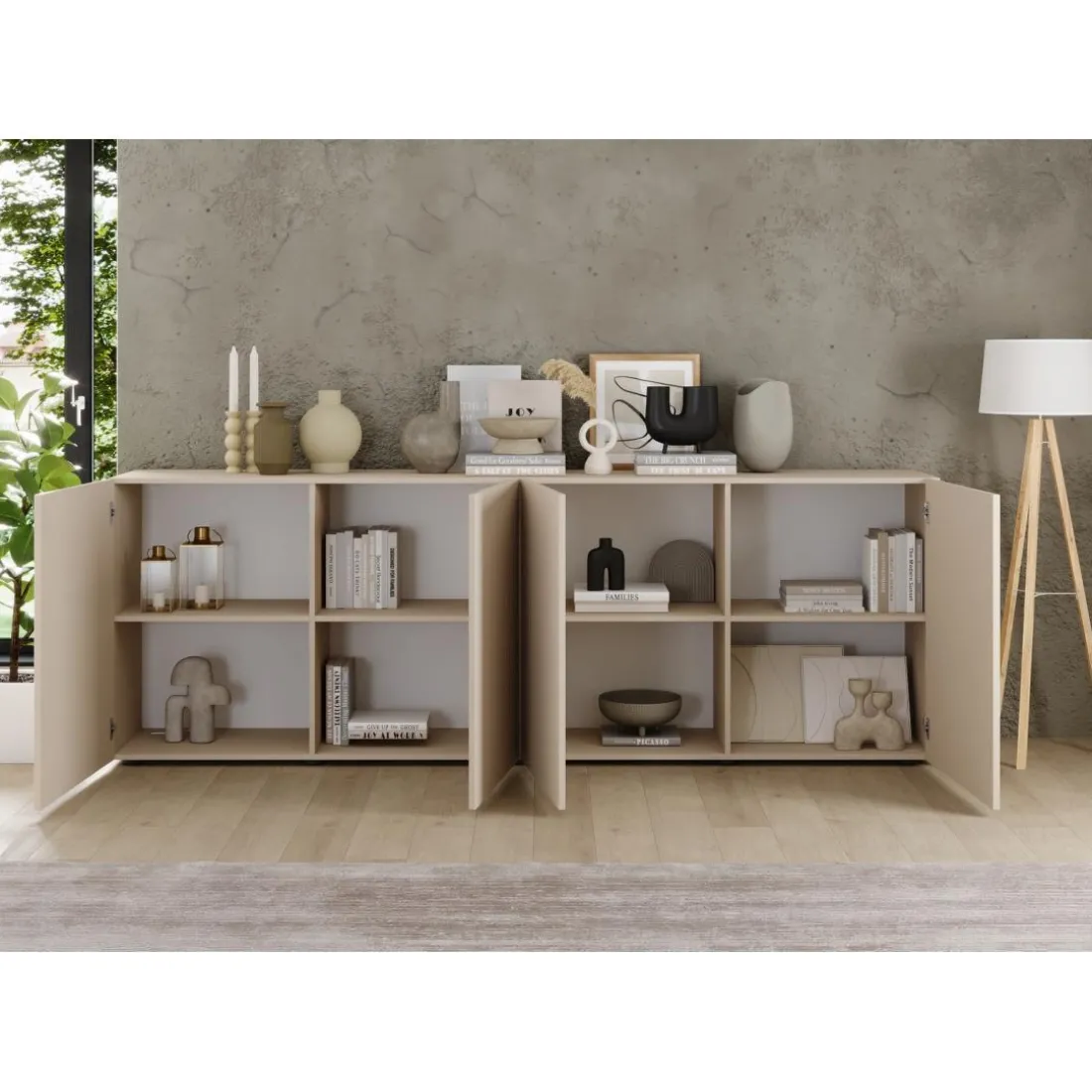 Buffet 4 portes RIOPanneaux de particules de première qualité Portes en MDF