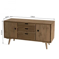 Buffet ANDY Scandi Bois 2 Portes 3 Tiroirs Sapin