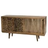 Buffet bois Manguier 160x45cm 2 portes coulissantes 1 étagère Jaipur
