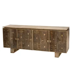 Buffet bois Manguier 177x45cm 4 portes 2 étagères Goa