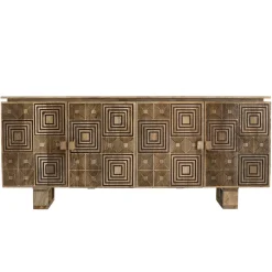 Buffet bois Manguier 177x45cm 4 portes 2 étagères Goa