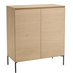 Buffet couleur naturelle 2 portes 3 étagères pieds métal noir MAXENDRE