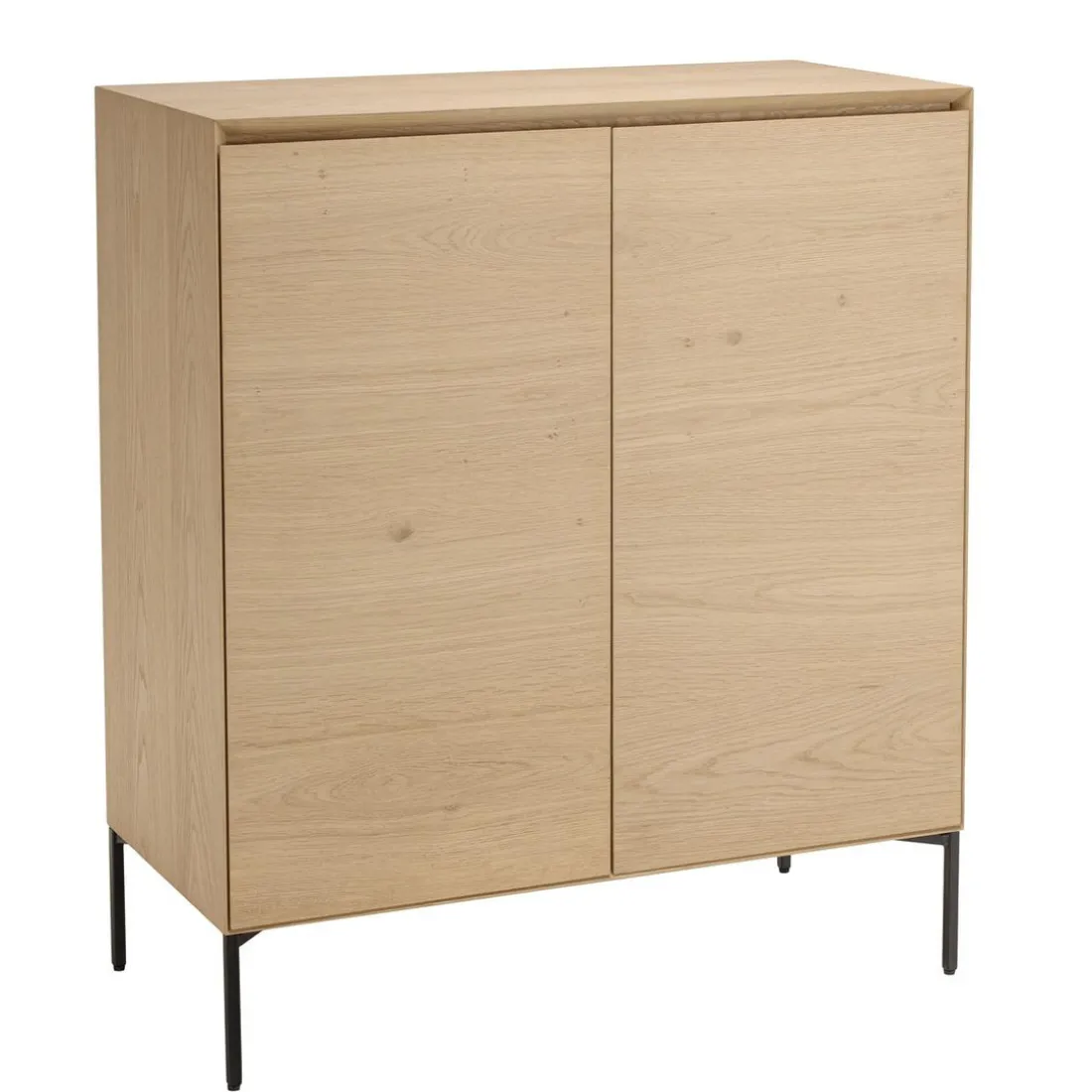 Buffet couleur naturelle 2 portes 3 étagères pieds métal noir MAXENDRE