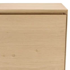 Buffet couleur naturelle 2 portes 3 étagères pieds métal noir MAXENDRE