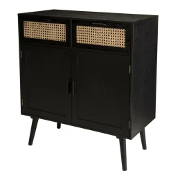 Buffet EMILIO Noir 2 Tiroirs 2 Portes Cannage