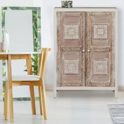 Buffet Haut 2 portes Toudou Bois Vintage