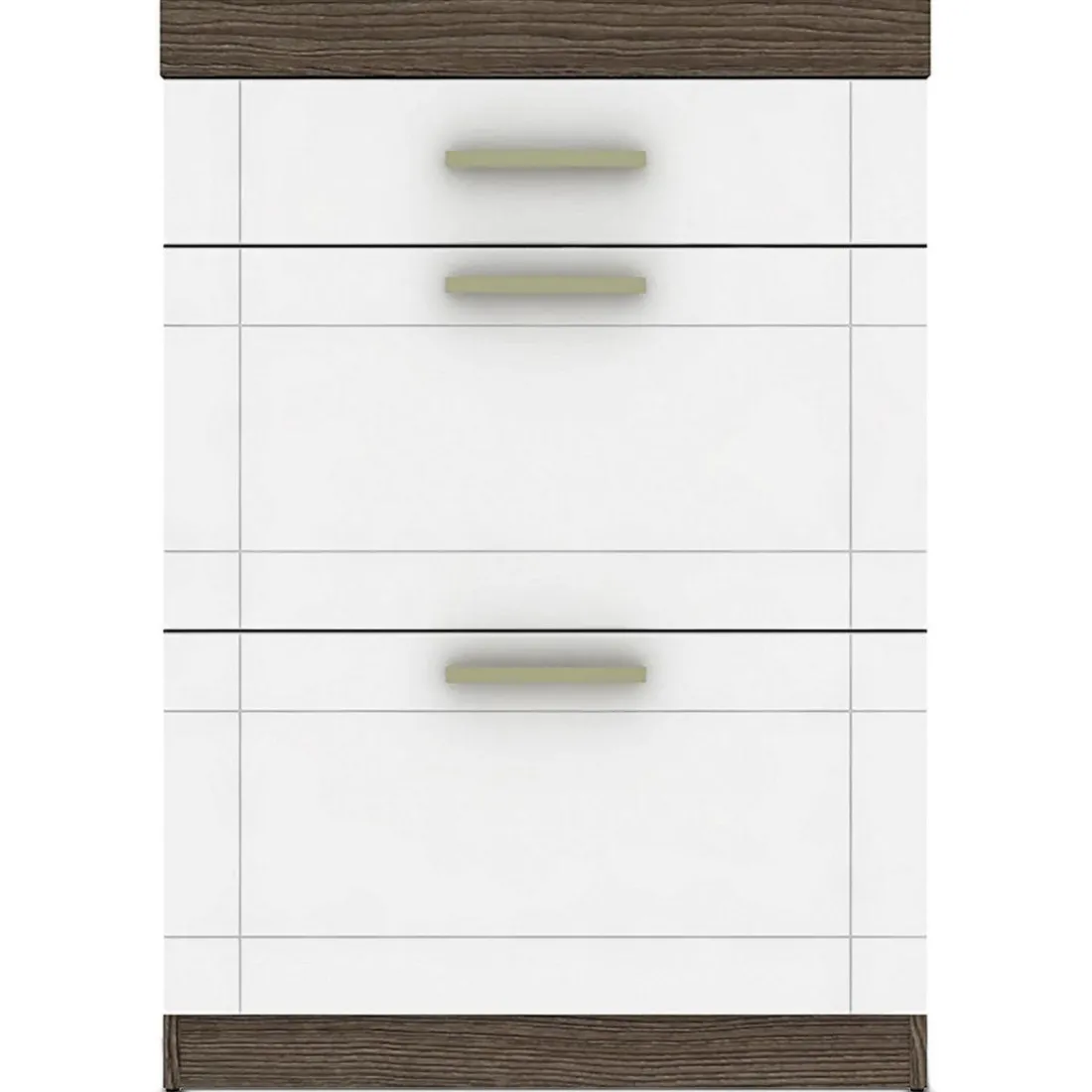 Buffet Haut 1 Tiroir Et 2 Portes Chêne Foncé Et Blanc
