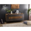 Buffet MADISON 2 Portes 3 Tiroirs Bois Teck Recyclé Façade Métal Et Pieds Métal