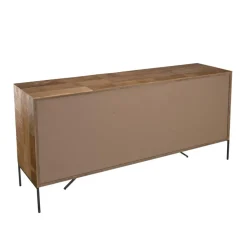 Buffet MADISON 2 Portes 3 Tiroirs Bois Teck Recyclé Façade Métal Et Pieds Métal