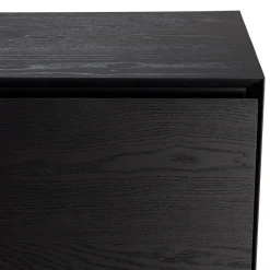 Buffet noir 2 portes 3 étagères pieds métal noir MAXENDRE