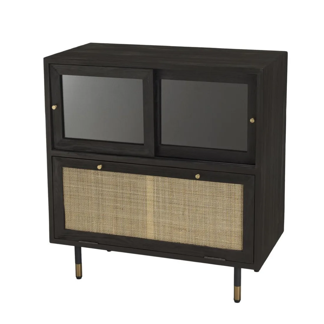 Buffet Noir 3 Tiroirs 2 Portes Cannage YANIS