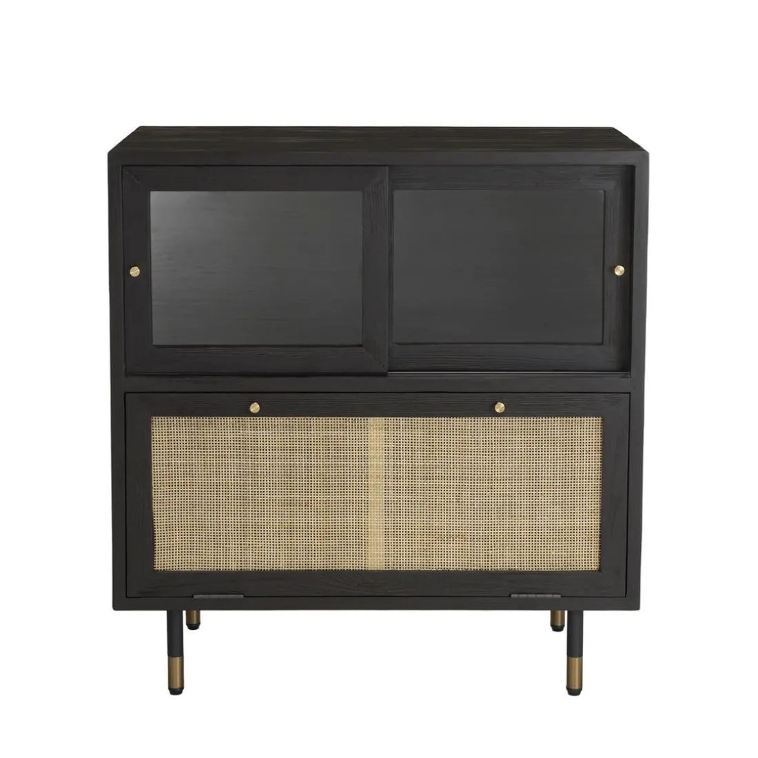 Buffet Noir 3 Tiroirs 2 Portes Cannage YANIS