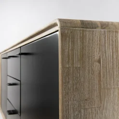 Buffet PALOMA Marron 3 Tiroirs 2 Portes Bois Et Métal