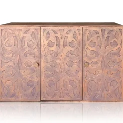 Buffet style oriental en bois sculpté Malago Cuivre patiné