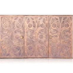 Buffet style oriental en bois sculpté Malago Cuivre patiné