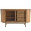 Buffet YSEULT 2 portes coulIssante en verre 3 tiroirs