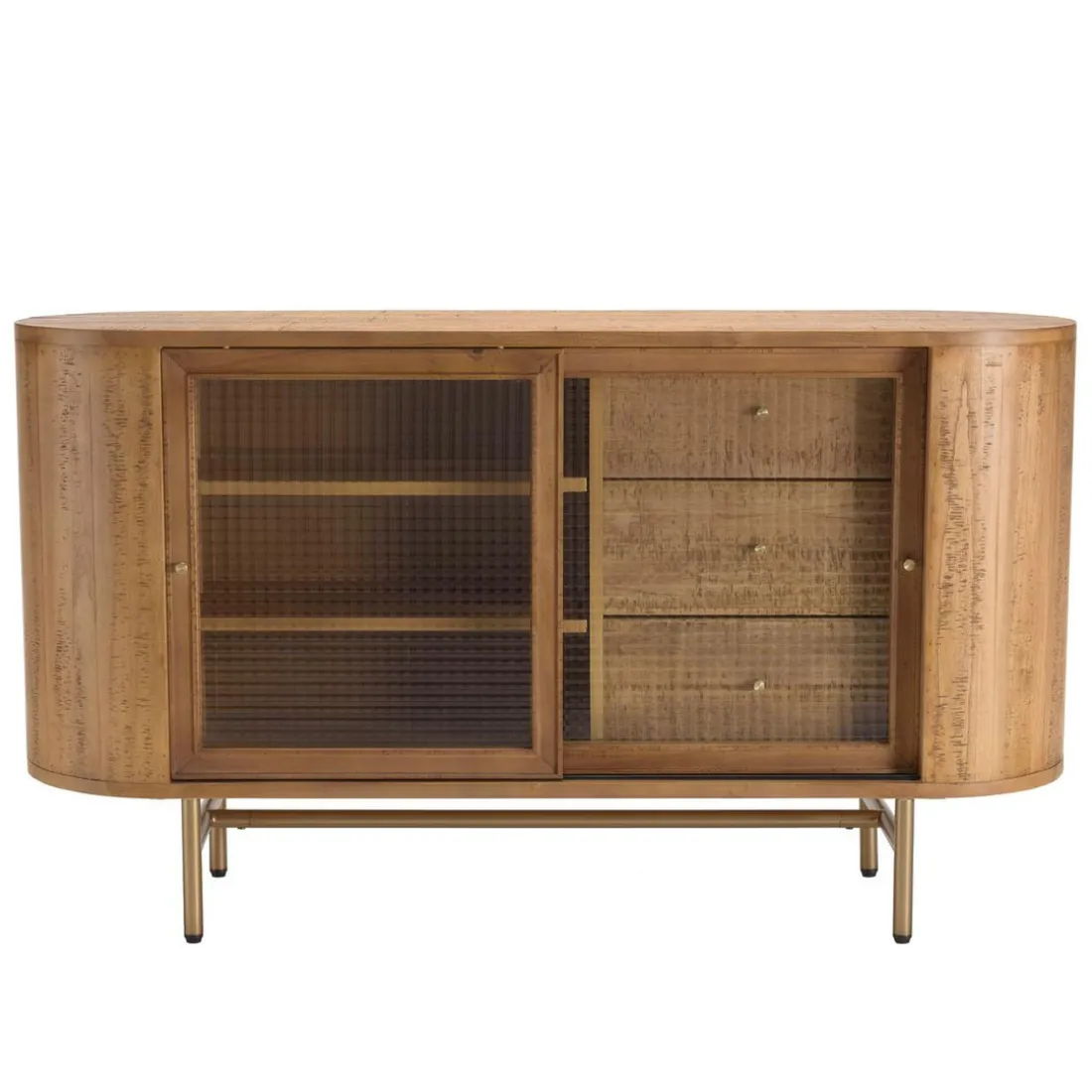 Buffet YSEULT 2 portes coulIssante en verre 3 tiroirs