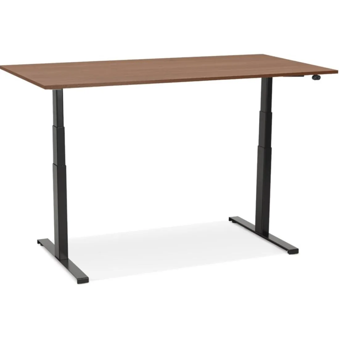Bureau assis debout électrique 'TRONIK' noir avec plateau en bois finition Noyer