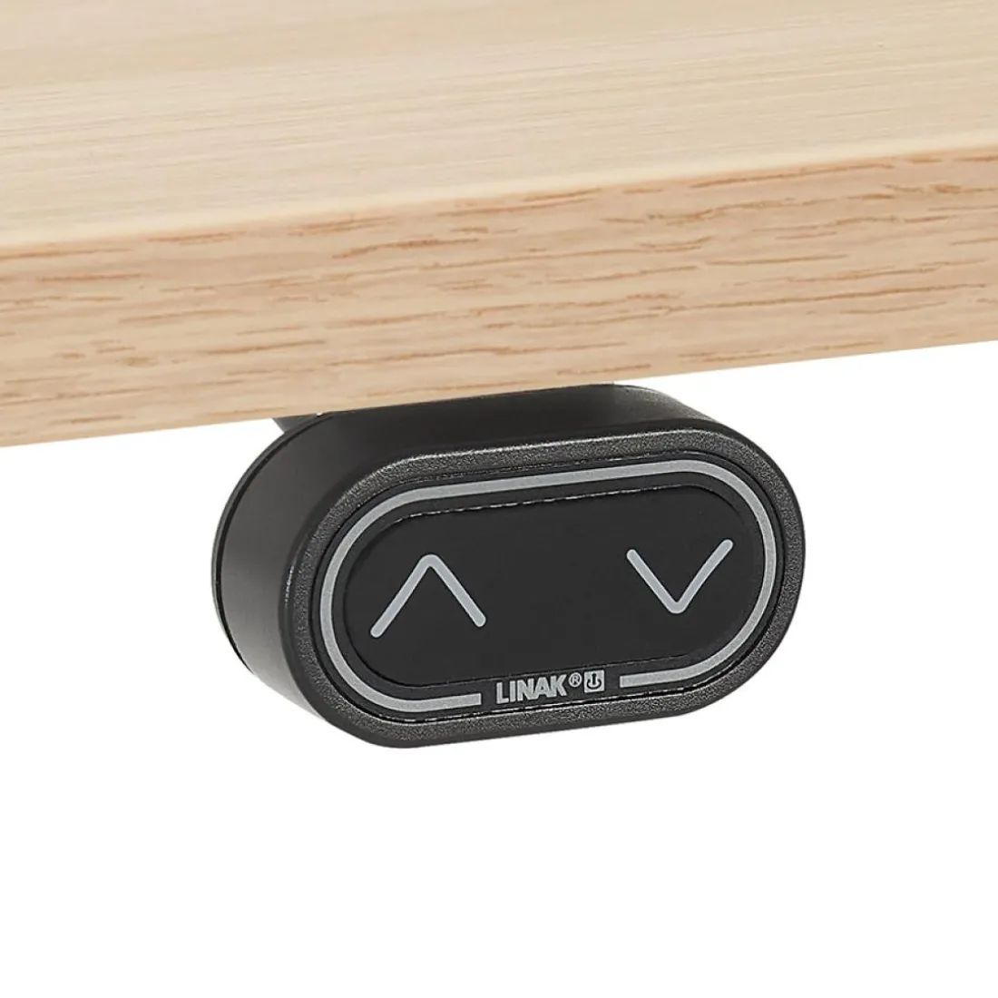 Bureau assis debout électrique 'TRONIK' blanc avec plateau en bois finition naturelle