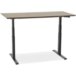 Bureau assis-debout électrique 'BIONIK'avec plateau en bois finition Noyer et pied en métal noir