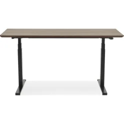 Bureau assis-debout électrique 'BIONIK'avec plateau en bois finition Noyer et pied en métal noir