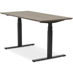 Bureau assis-debout électrique 'BIONIK'avec plateau en bois finition Noyer et pied en métal noir