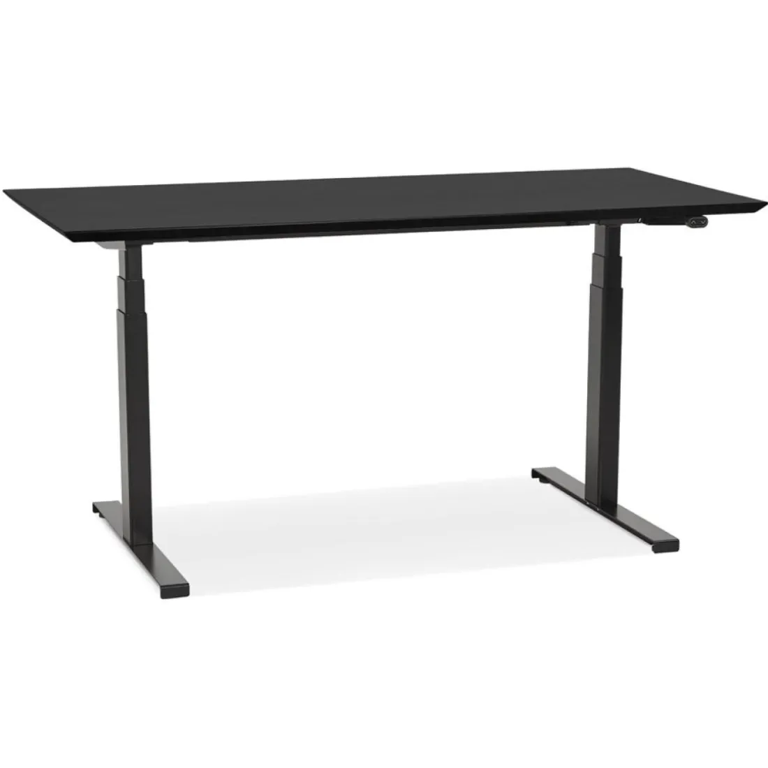 Bureau assis-debout électrique 'BIONIK'avec plateau en bois et métal noir