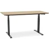 Bureau assis-debout électrique 'BIONIK'avec plateau en bois finition naturelle et pied en métal noir