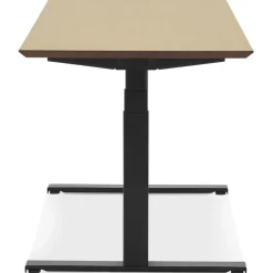 Bureau assis-debout électrique 'BIONIK'avec plateau en bois finition naturelle et pied en métal noir