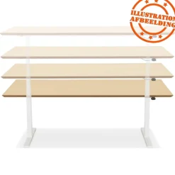 Bureau assis-debout électrique 'BIONIK' avec plateau en bois finition Noyer et pied en métal