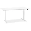 Bureau assis-debout électrique 'BIONIK'avec plateau en bois et métal blanc