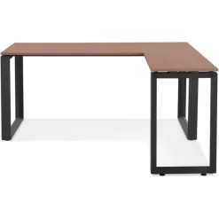 Bureau d'angle design 'BAKUS' en bois finition Noyer et métal noir