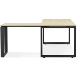 Bureau d'angle design 'BAKUS' en bois finition naturelle et métal noir