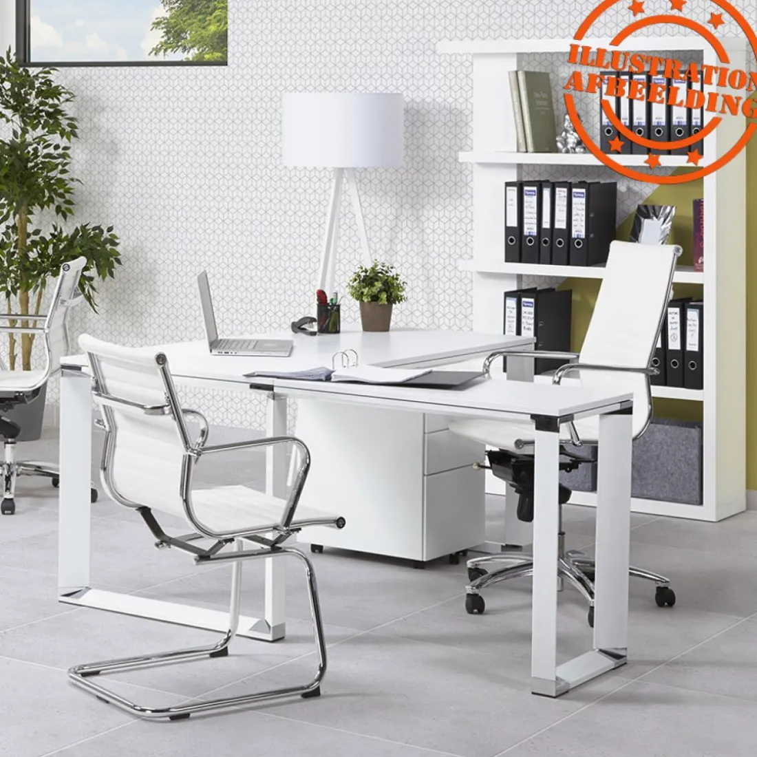 Bureau d'angle design 'XLINE' en bois blanc