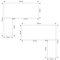 Bureau d'angle design 'XLINE' en bois finition naturelle et métal blanc