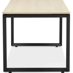 Bureau droit design 'BAKUS' en bois finition naturelle et métal noir