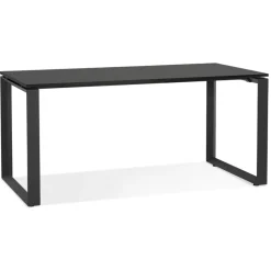 Bureau droit design 'BAKUS' en bois et métal noir