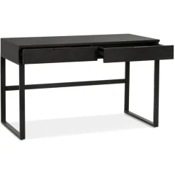 Bureau droit design 'DOMINIK' en bois et métal noir