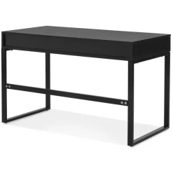 Bureau droit design 'DOMINIK' en bois et métal noir