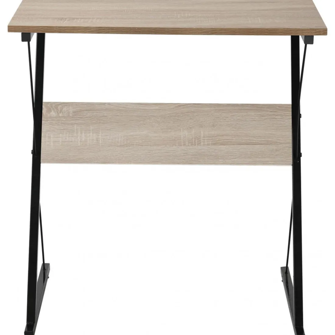 Bureau en métal noir et plateaux en bois marron