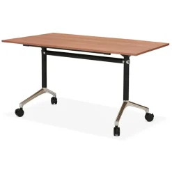 Bureau pliable 'FLEXO' sur roulettes en bois finition Noyer