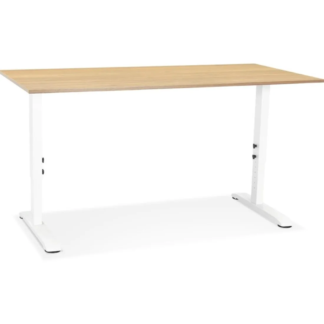 Bureau réglable en hauteur 'OSMOSE' en bois finition naturelle et métal blanc