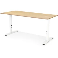 Bureau réglable en hauteur 'OSMOSE' en bois finition naturelle et métal blanc