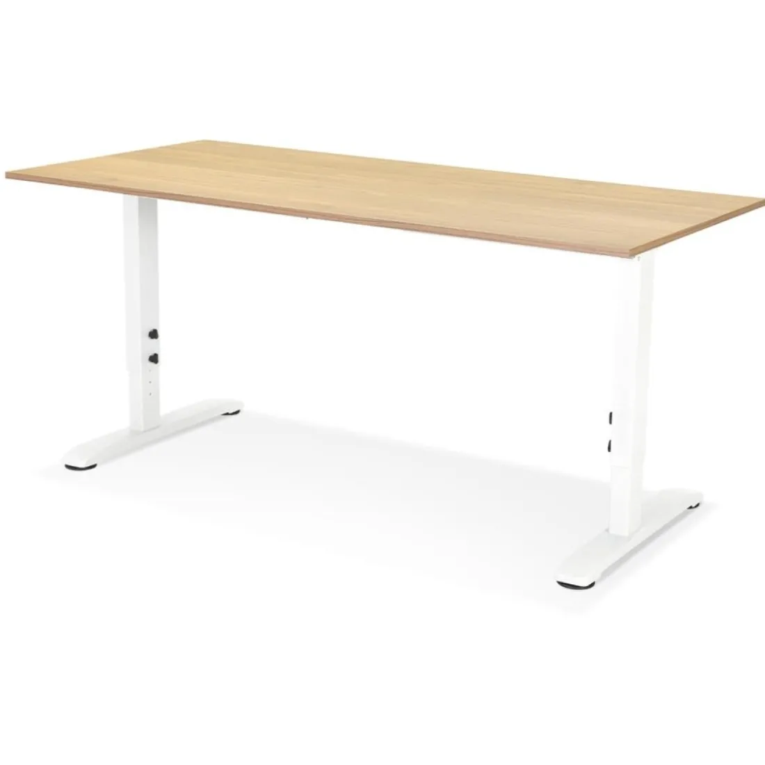 Bureau réglable en hauteur 'OSMOSE' en bois finition naturelle et métal blanc