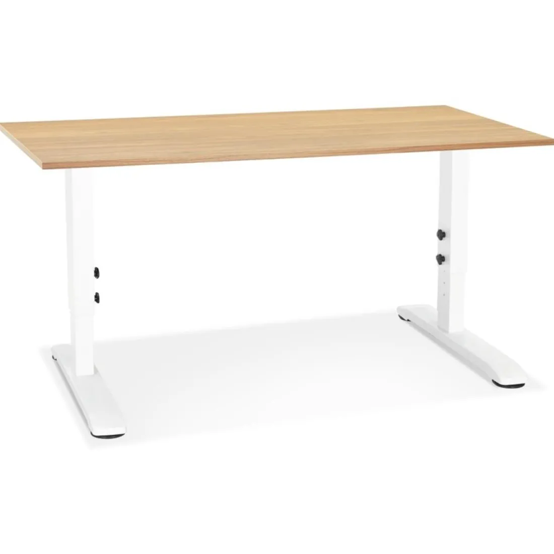 Bureau réglable en hauteur 'OSMOSE' en bois finition naturelle et métal blanc